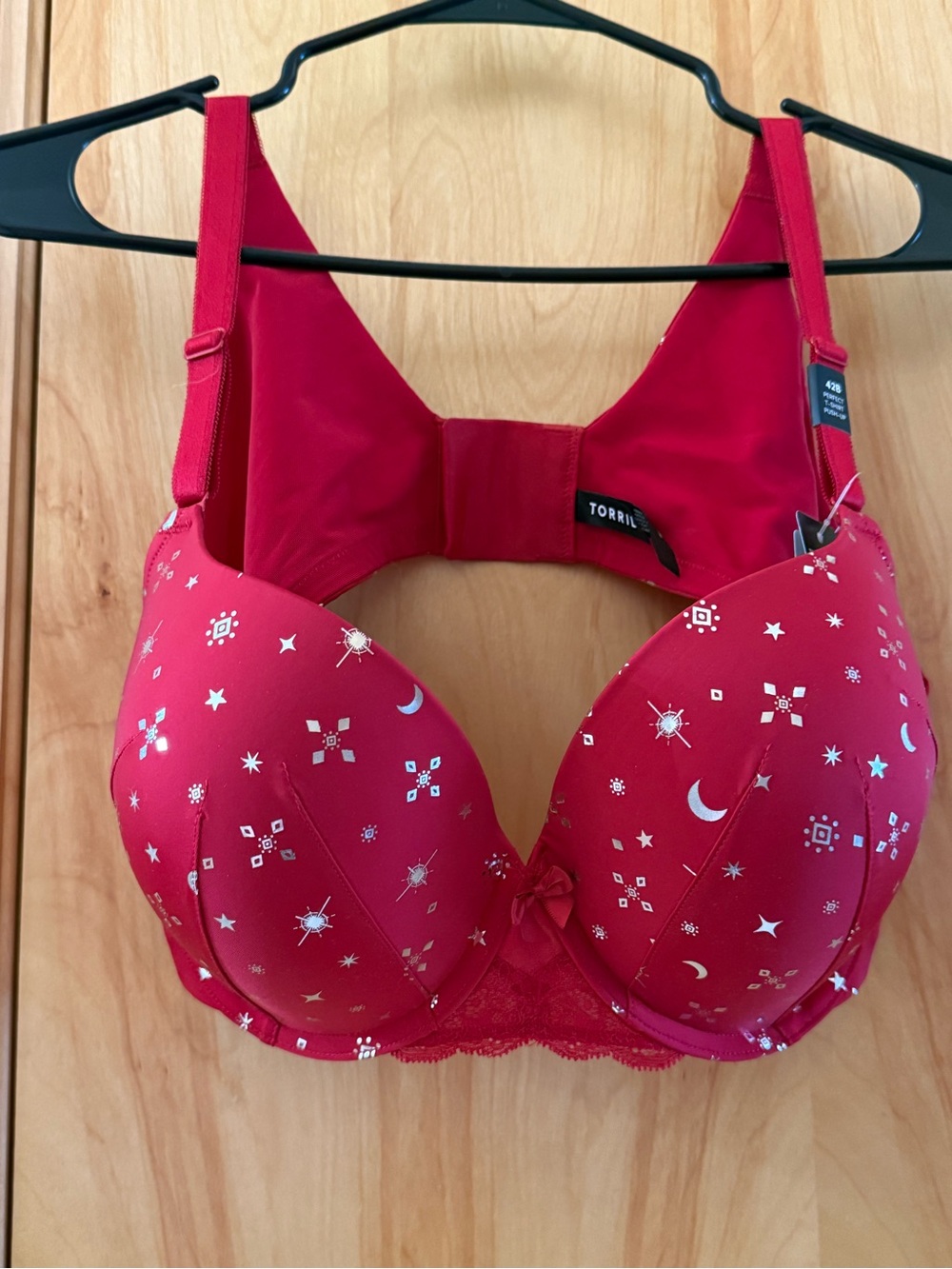 torrid Red Star & Moon Push-Up Bra with Silver Accents
